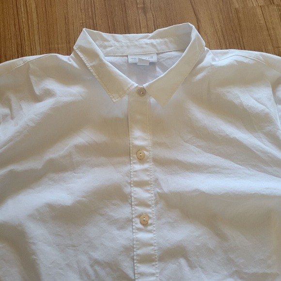 J Jill Top Shirt Womens Large White Black Embroidery Balloon Sleeve Career Basic - Picture 3 of 11